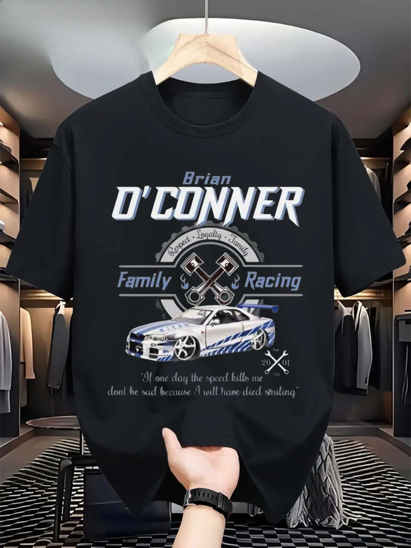 Camiseta Conmemorativa de Carreras Familiares Brian O'Connor - Con Logotipo Clásico de Película y Diseño de Carreras, Camiseta Casual de Manga Corta