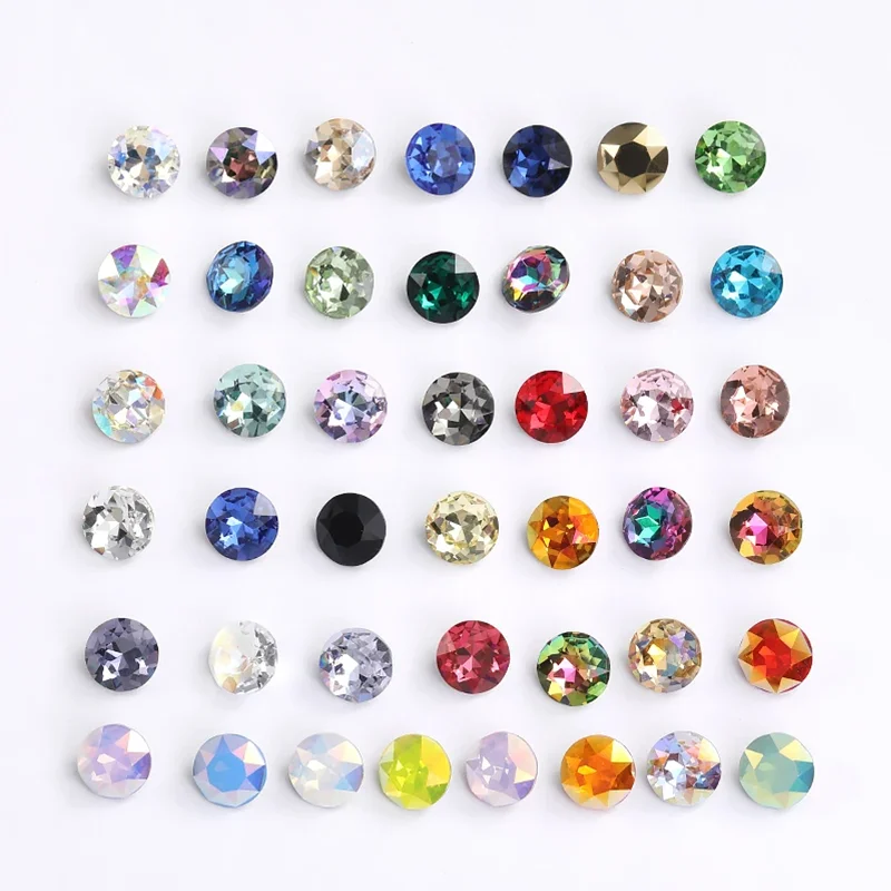 Round Glass Rhinestones For Jewelry Making Crystals Rhinestone Beads High Quality Glitter Glass Stones for Clothing Shoes Bags