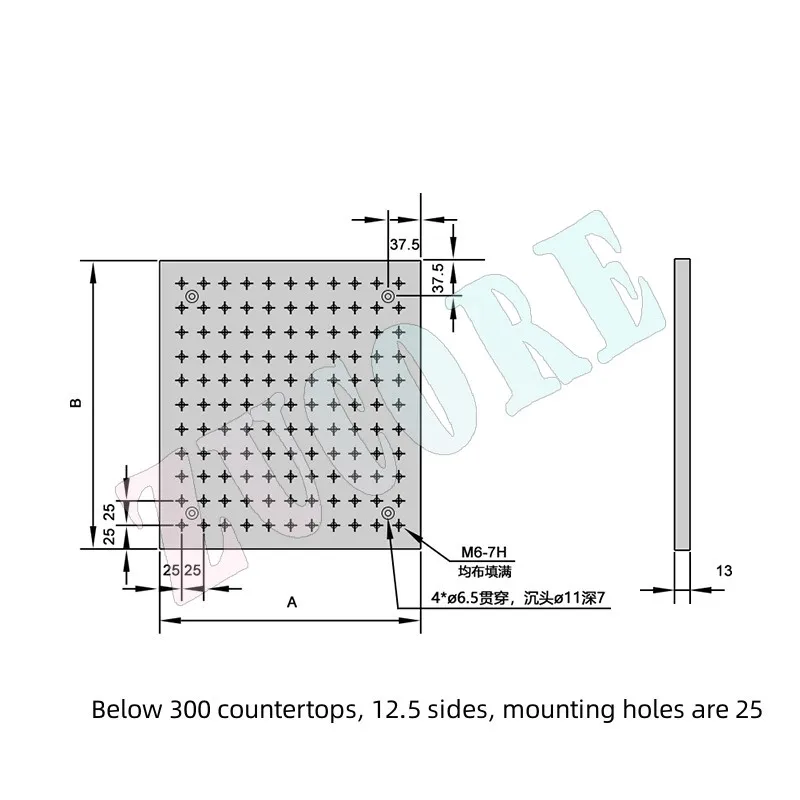 Optical Flat Plate Aluminum M6 Tapped Mounting Holes Fixed Honeycomb Breadboard Experimental Substrates Optical Board Platform