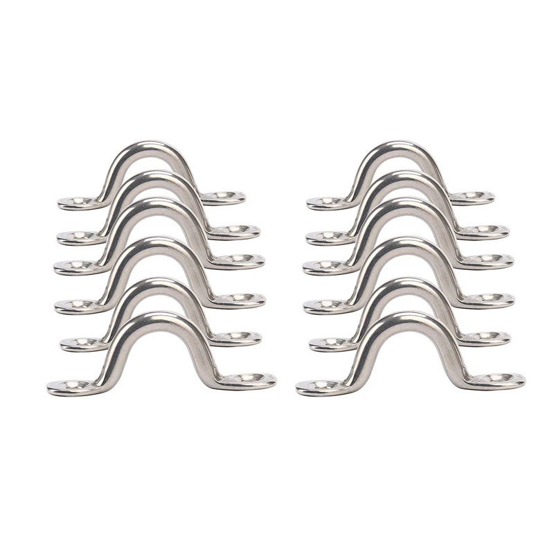 Pack Of 12 Stainless Steel Bimini Boat Top PAD EYE , Eye Straps, Tie Down, Kayak Deck Loops, Tie Down Anchor Point