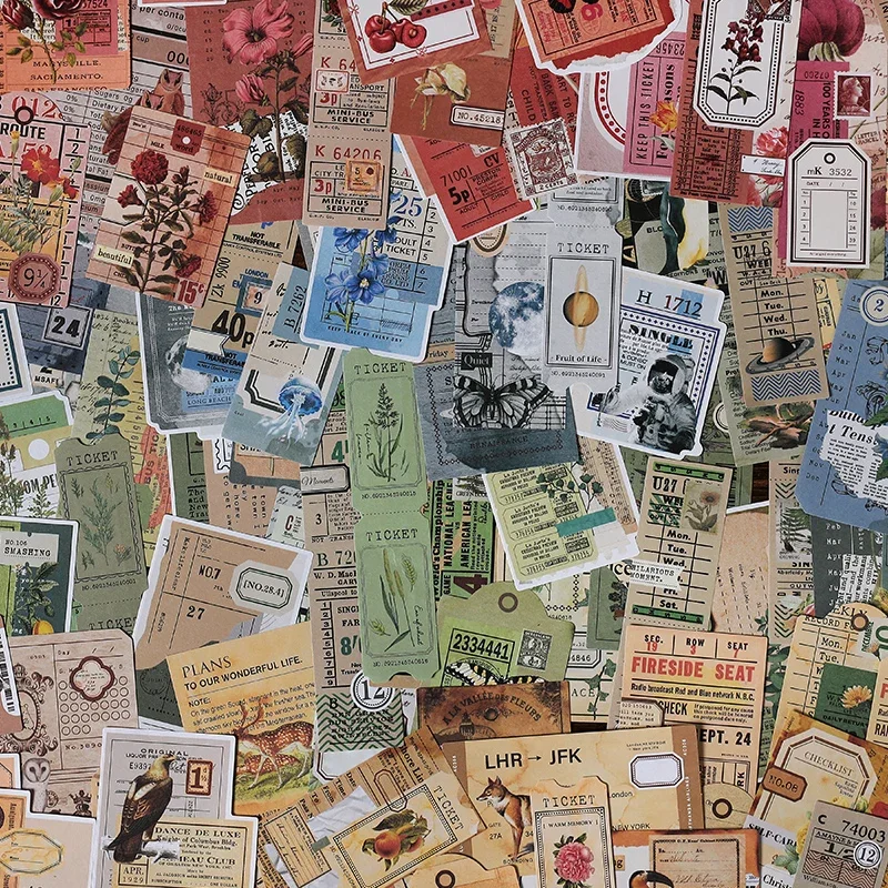 30Pcs Stickers Material Pad Basic Background Label scrapbook Mountains Rivers Poetic Romance Literature Packing Hand Material