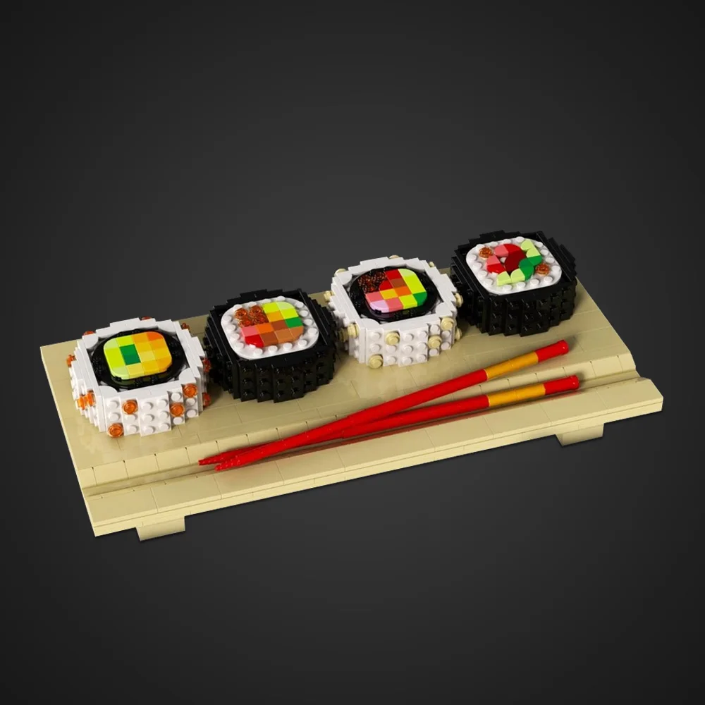 Gobricks MOC-230380 Sushi Board Bouwstenen Heerlijk Voedsel Model Bricks diy Gemonteerd Speelgoed voor Kinderen Gift