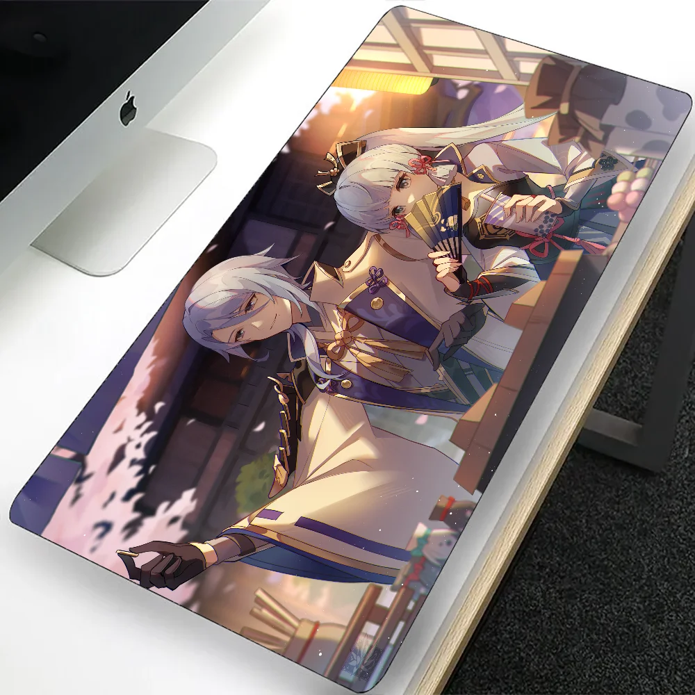 Genshin Impact Large Gaming Mouse Pad, Kamisato Ayato, Computador Mousepad, PC Gamer, Laptop, Tapete de teclado do escritório, Desk Pad