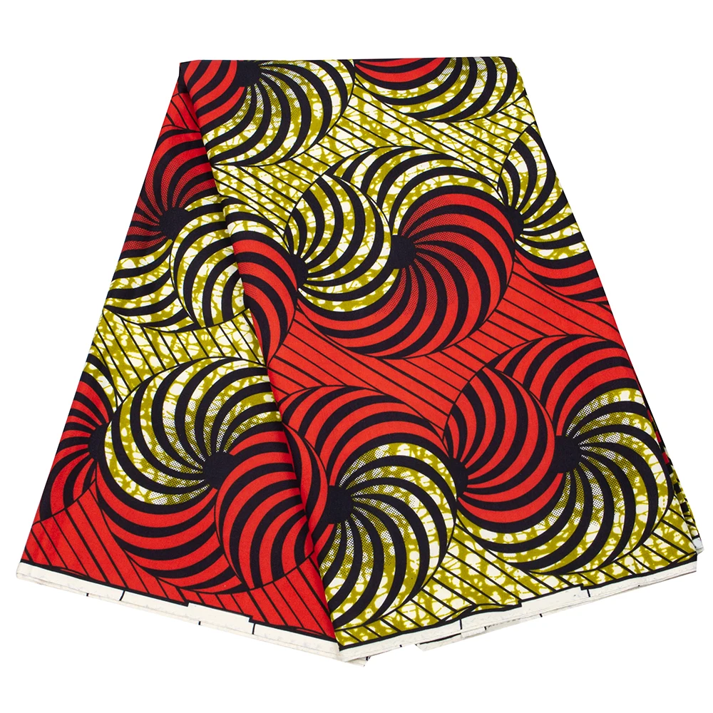 

Guaranteed African Wax Fabric For Dresses Stripe Vortex Printed Color Block Fashion 6 Yards Fabric Breathable 2023 Latest