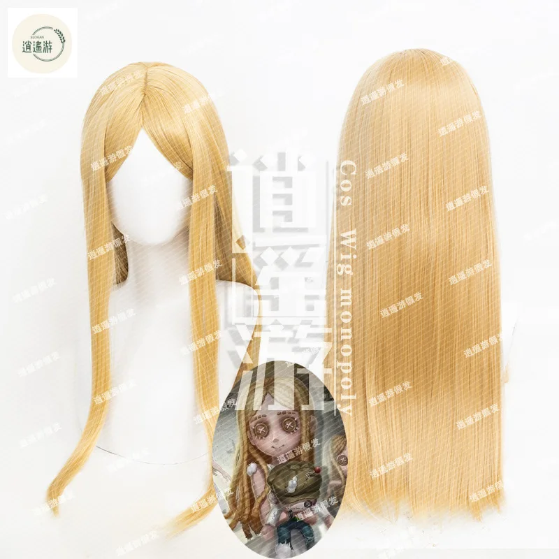 Little Girl Alice Cosplay Wig Identity V 60-65CM Gold Heat-resistant Synthetic Hair Halloween Party Anime Cosplay Wigs+wig Cap