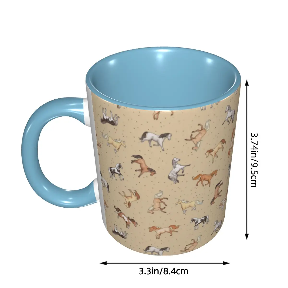 Scattered Horses Spotty On Taupe Mug Funny Ceramic Coffee Cups Tea Mugs Milk Cup Drinkware Gifts for Friends DIY Custom