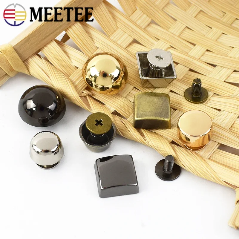 10Pcs Meetee Metal Rivet Nails Buckles Handbag Screw Studs Button Leather Bag Snap Hook Decorative Foot Nail Clasp Accessories