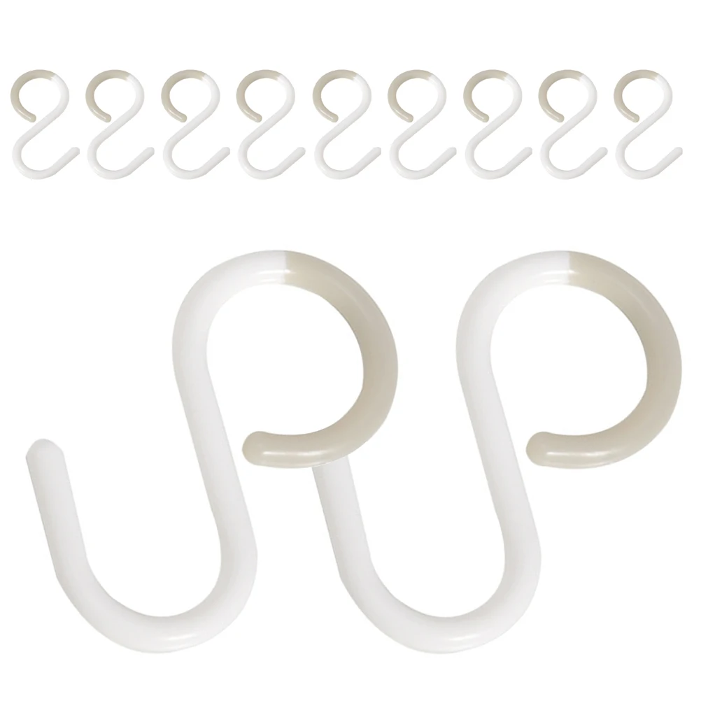 

12pcs S Hooks Key Hooks Plastic Hangers Bathroom Closet Storage White Small 6 For Clothes Coats Hats Towels Robes
