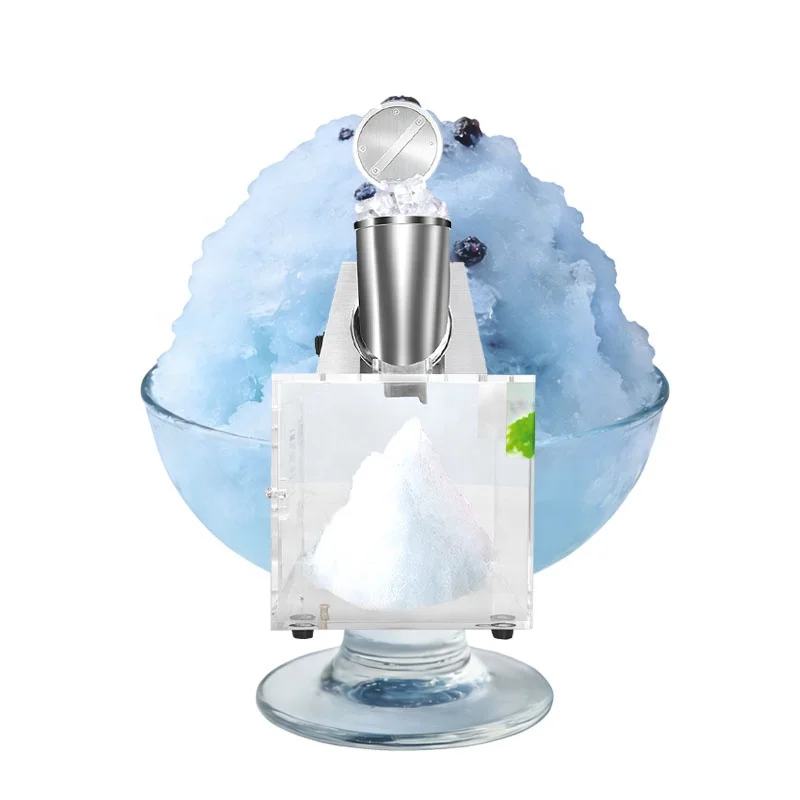 New Upgraded Electric Small Ice Crusher Machine Snow Cone Ice Flakes Maker with Acrylic Storage Box