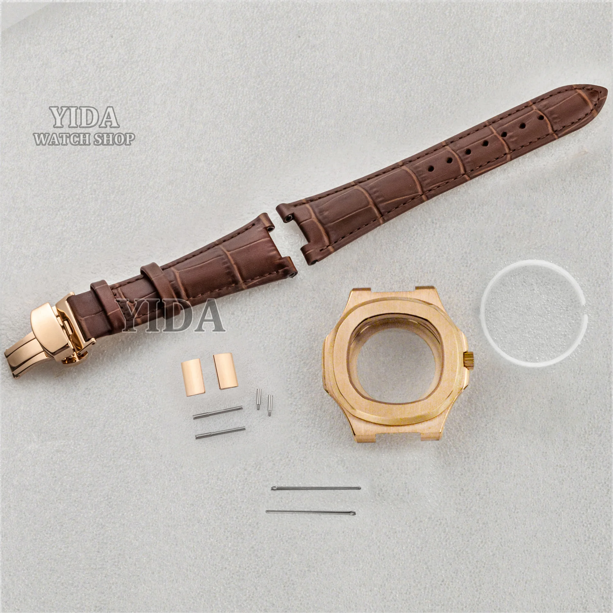 

316L Stainless Steel Case Genuine Leather Band Sapphire Crystal 41mm Mens Watch Case Band For NH35 Movement Modification Parts