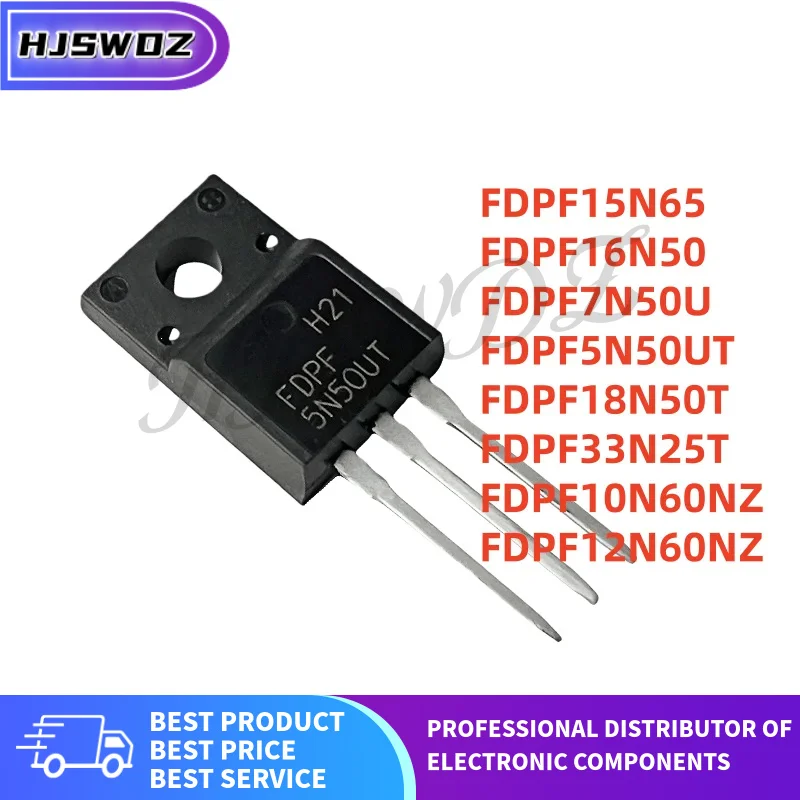10PCS TO-220F FDPF5N50UT FDPF10N60NZ FDPF15N65 FDPF16N50 FDPF33N25T FDPF12N60NZ FDPF7N50U FDPF18N50T
