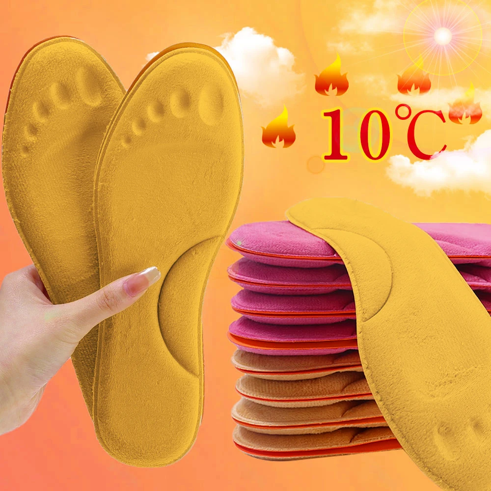 10/4/2PCS Winter Self Heating Insoles Thermal Thicken Non Slip Massage Memory Foam Shoes Pads Running Shoes Pads for Men Women