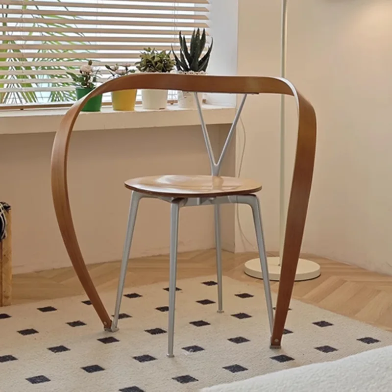 

Villa Home Dining Table and Chair Lapel Chair Single Creative Stainless Steel Armchair