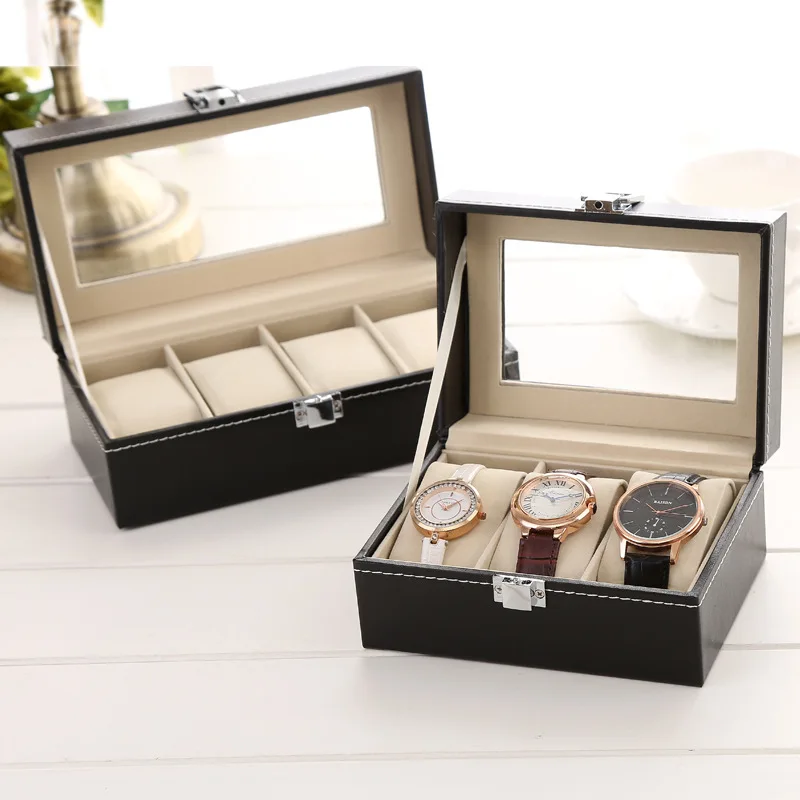 PU 2/3/4/5/6/8/10/12Girds Watch Cases Storage Boxes Watch Organizer Case PU Leather Watch Display Jewelry Box caja para relojes