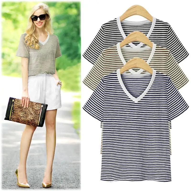 Camiseta de verano ort Sve para mujer, talla grande, peso Base, mezcla de algodón informal, ajuste cómodo, Sudadera con capucha estampada a rayas