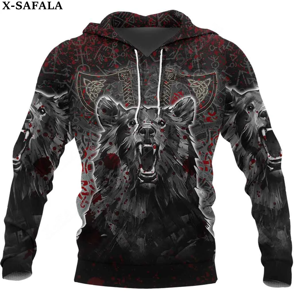 Vegvisir Raven Odin Wolf Hot Tattoo 3D Print Zipper Hoodie Man Female Pullover Sweatshirt Hooded Jacket Jersey Tracksuits-2