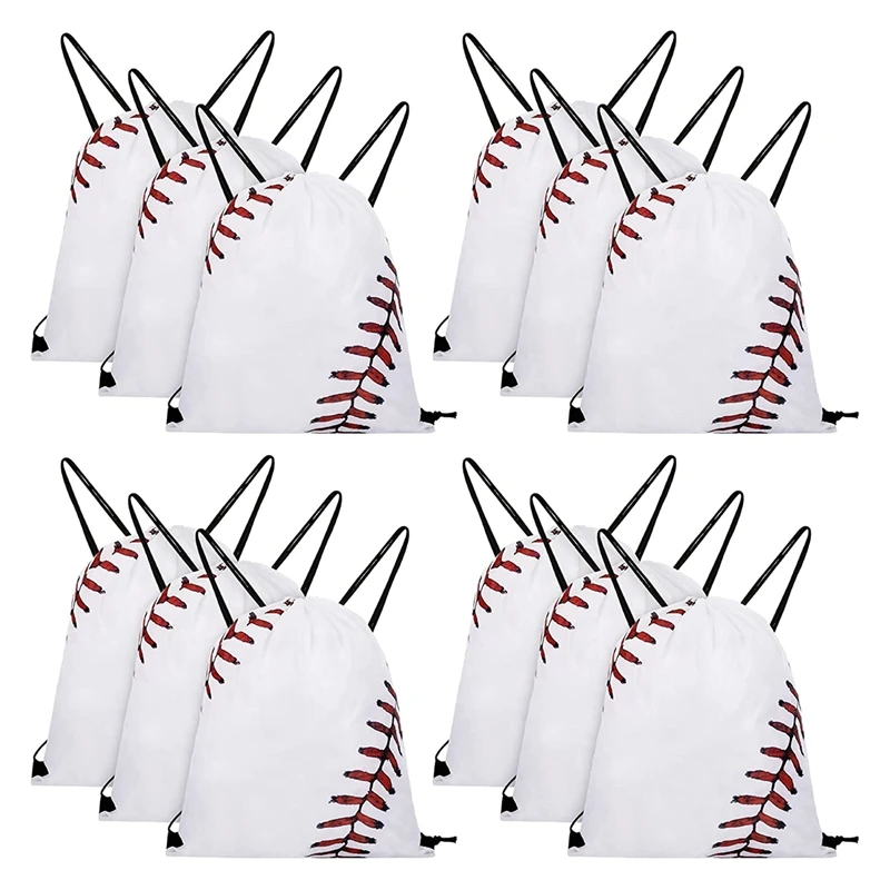 Drawstring Backpack Baseball Drawstring Bag Baseball Drawstring Favor Bags For Your Gym Class And Sports Teams,12Pack