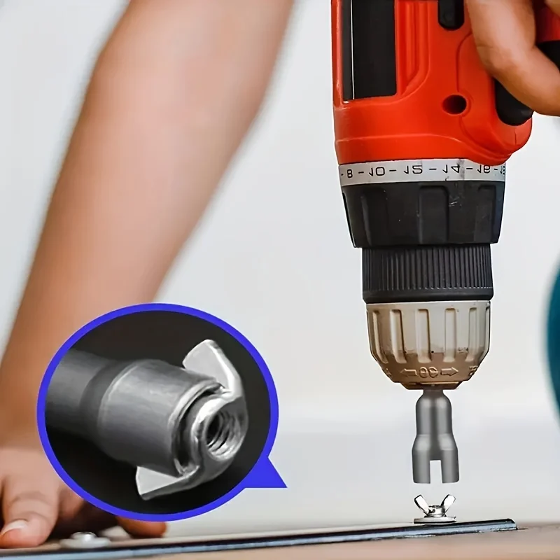 1/2Pcs Electric Tool Slot Adapter, Butterfly Bolt Socket Wrench, 6.35mm Hex Socket Conversion Nut for Electric Screwdriver