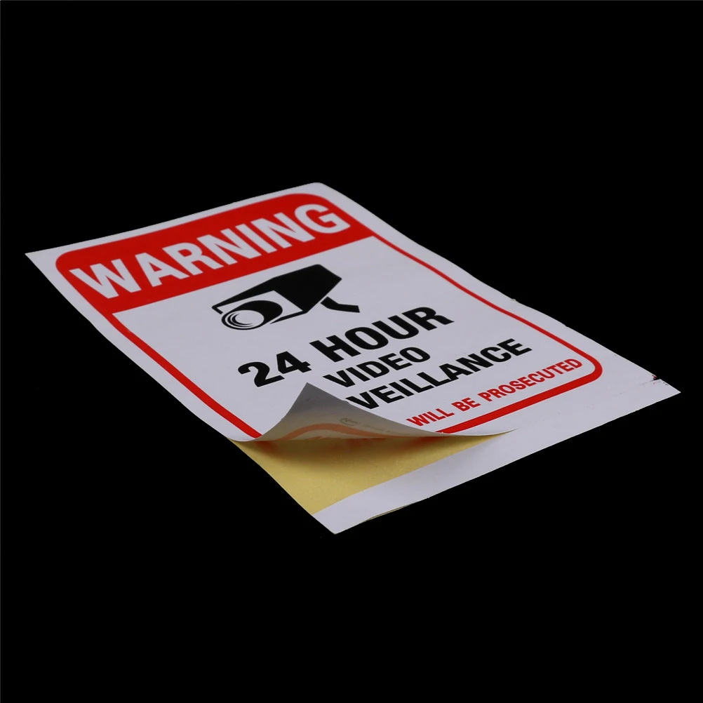 New 5pcs 24H CCTV Video Camera System Security Warning Sign Sticker