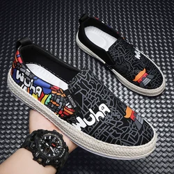 Summer Breathable Cloth Men's Casual Shoes Loafers Comfort Slip-on Lazy Driving Shoes Platform Walking Sneakers Vulcanized Shoes