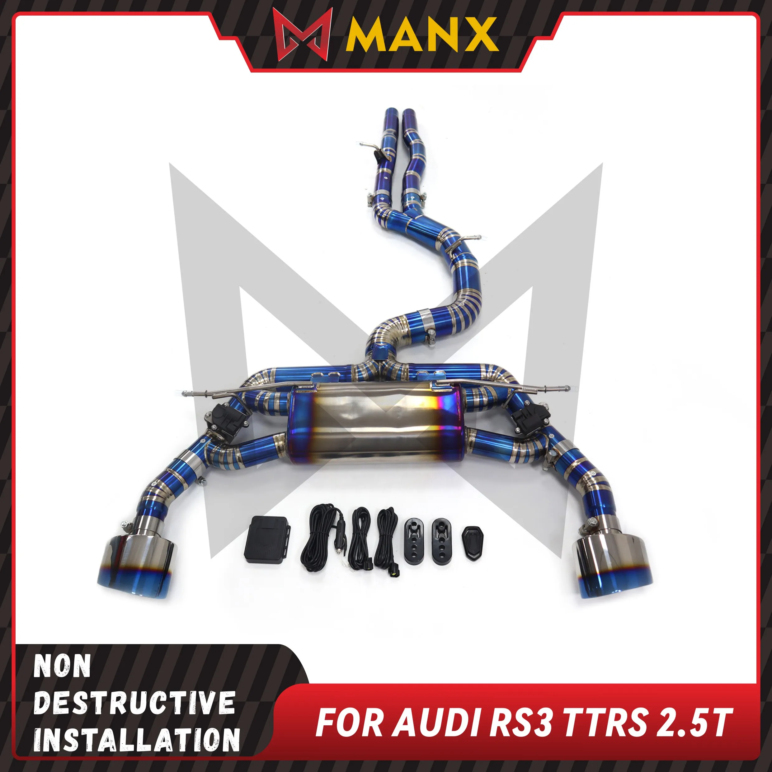 

Suitable for Audi RS3 TTRS 2.5T Titanium alloy bluing Catback Performance exhaust Muffler With Valve Lossless installation