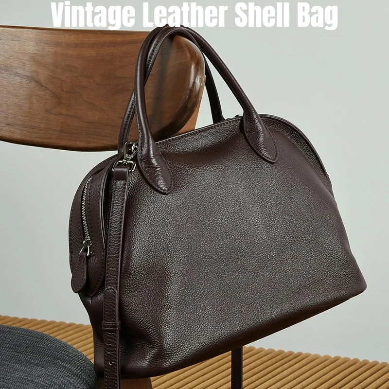Soft Genuine Leather Vertical Tote Bucket Bag Minimalist Spacious Single Shoulder Crossbody Handbag for Women