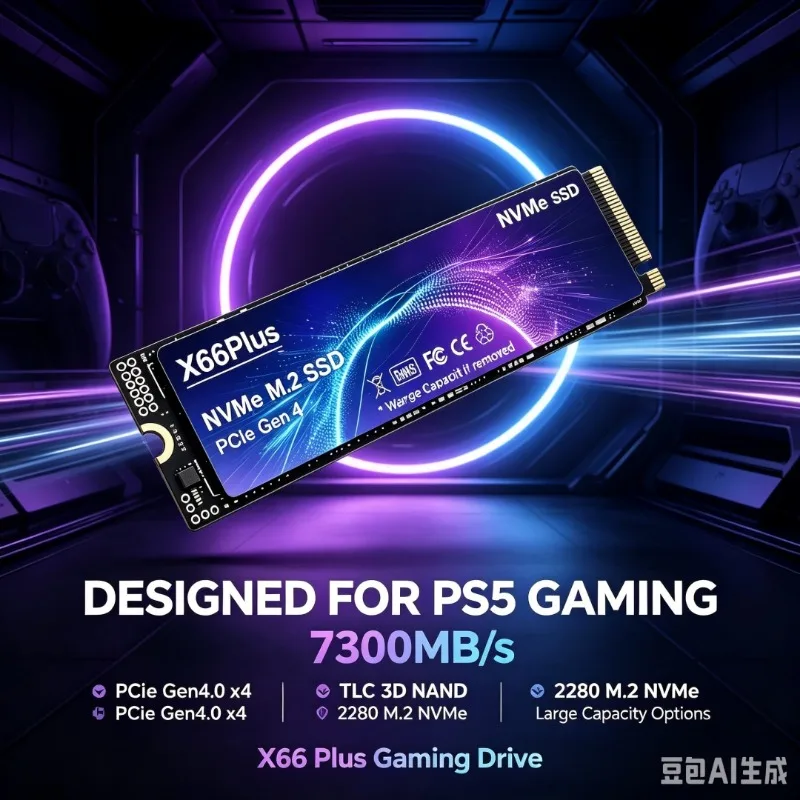 X66Plus M.2 NVMe SSD 7300MB/s TLC 3D NAND 2280 Internal Solid State Drive 500GB‑4TB For PS5 Gaming Desktop Laptop PC Storage