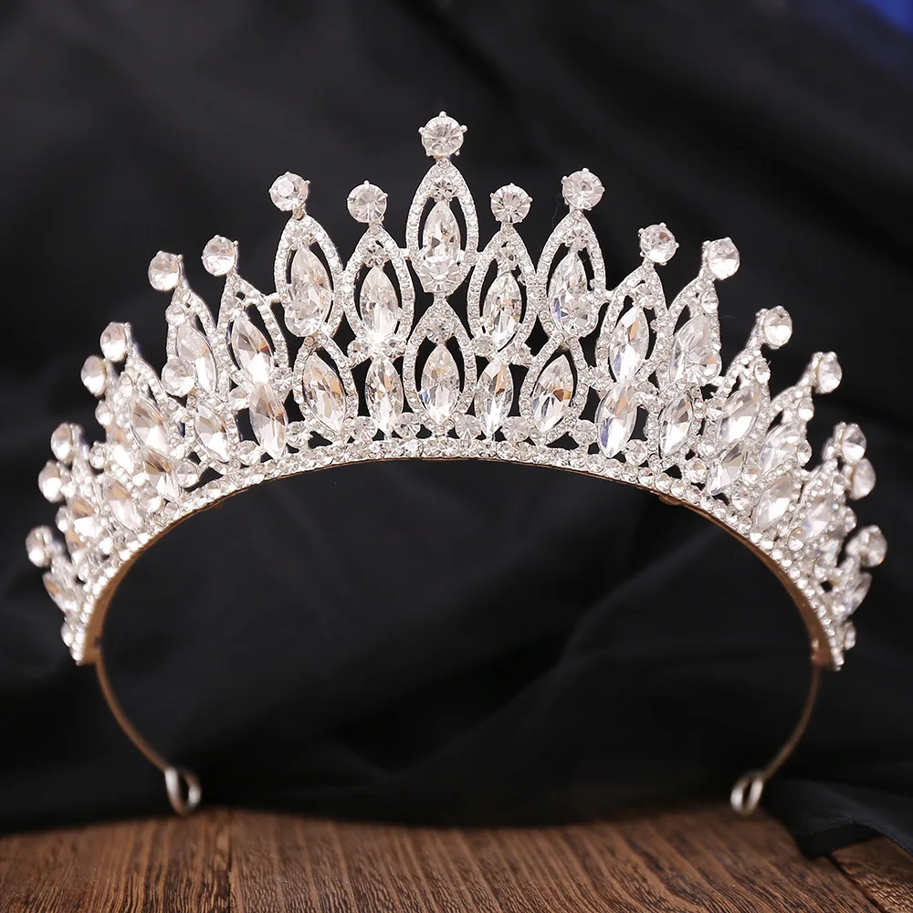 DIEZI Baroque Queen Purple Crystal Tiara Crown Women Girls Party Fashion Luxury Elegant Rhinestone Dress Crown Hair Accessories