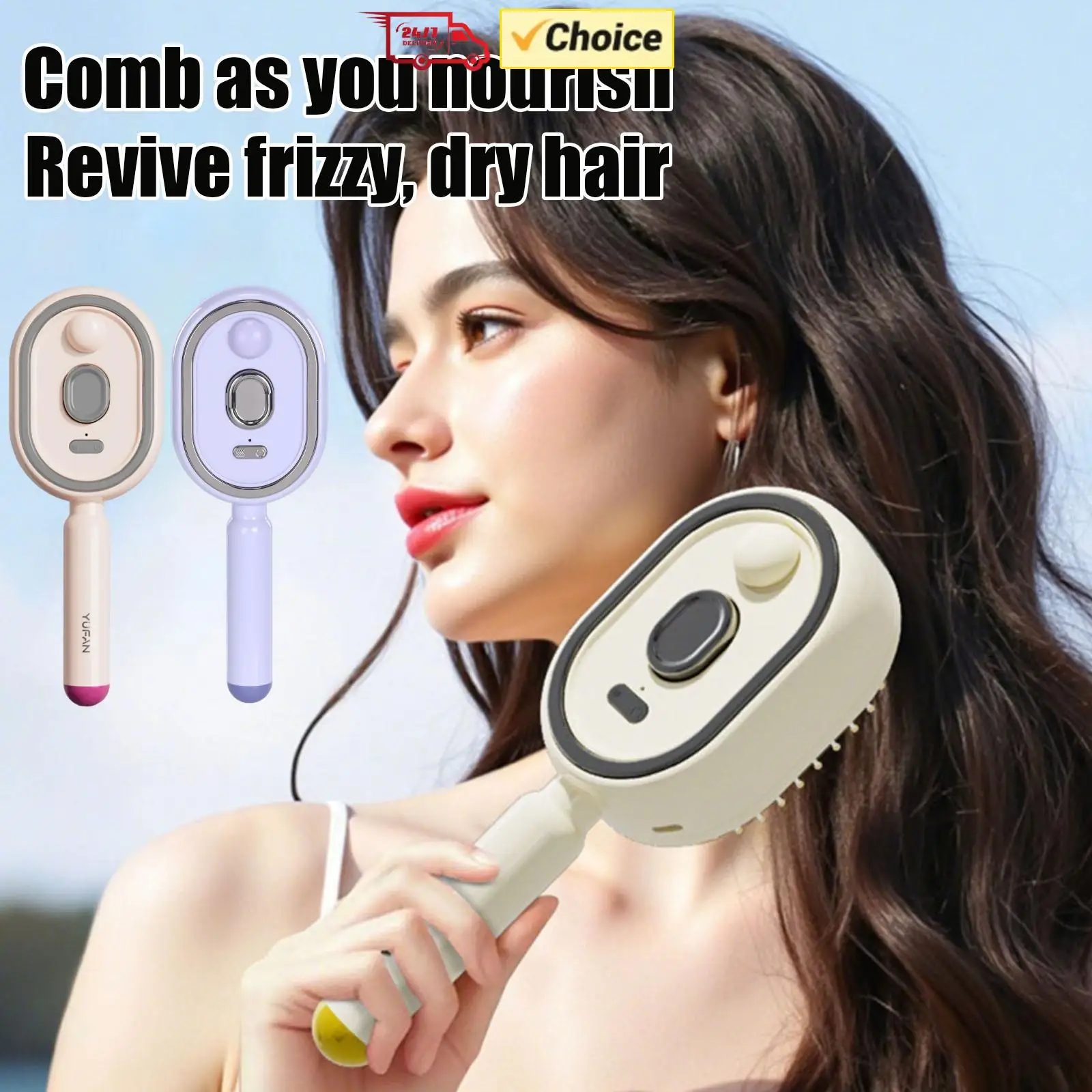 Electric Steam Hair Brush Comb & Mist Function Simultaneously Stronger Ion Technology Less Breakage No Residue for Beautiful Hai