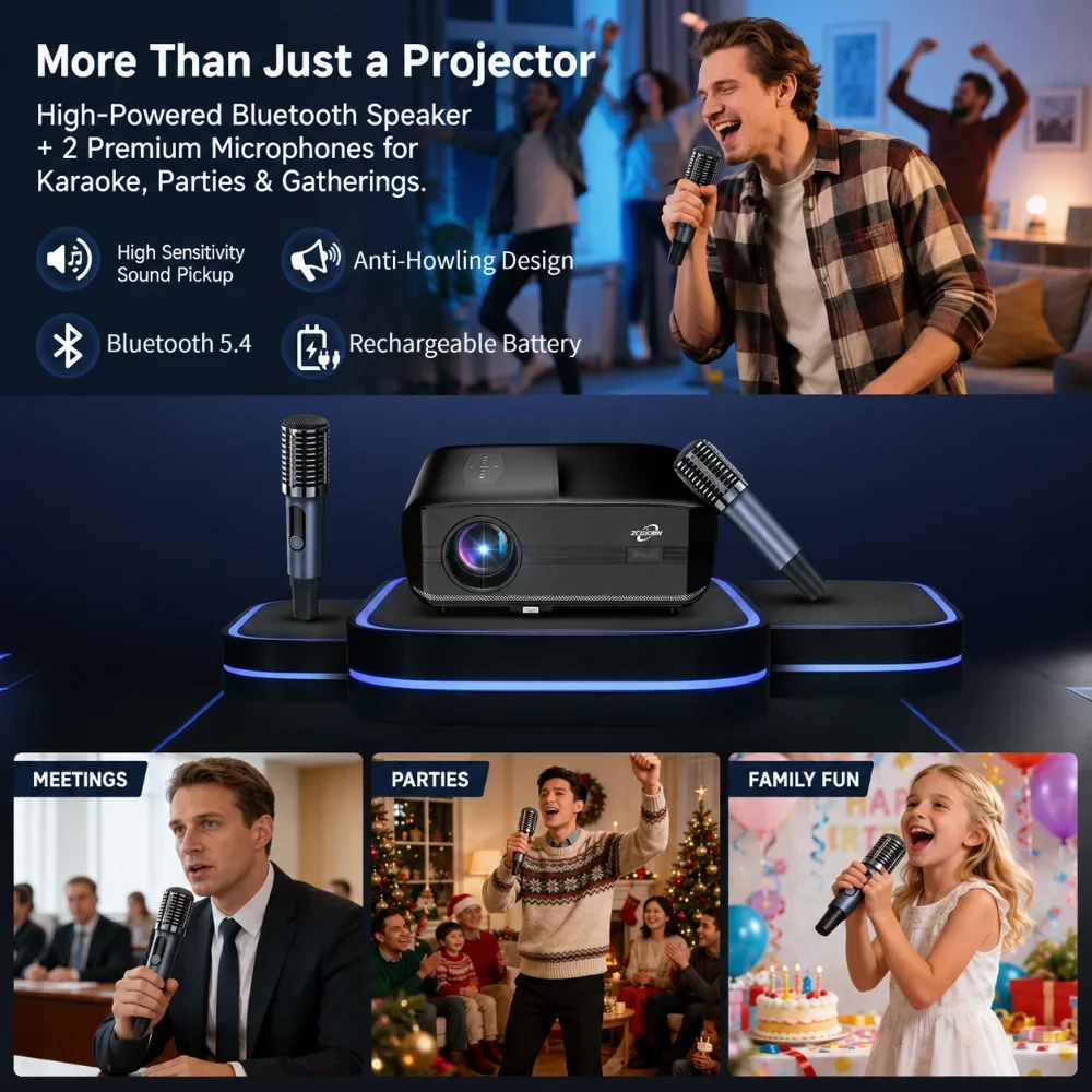 Official Google TV 4K Smart Projector with Microphones