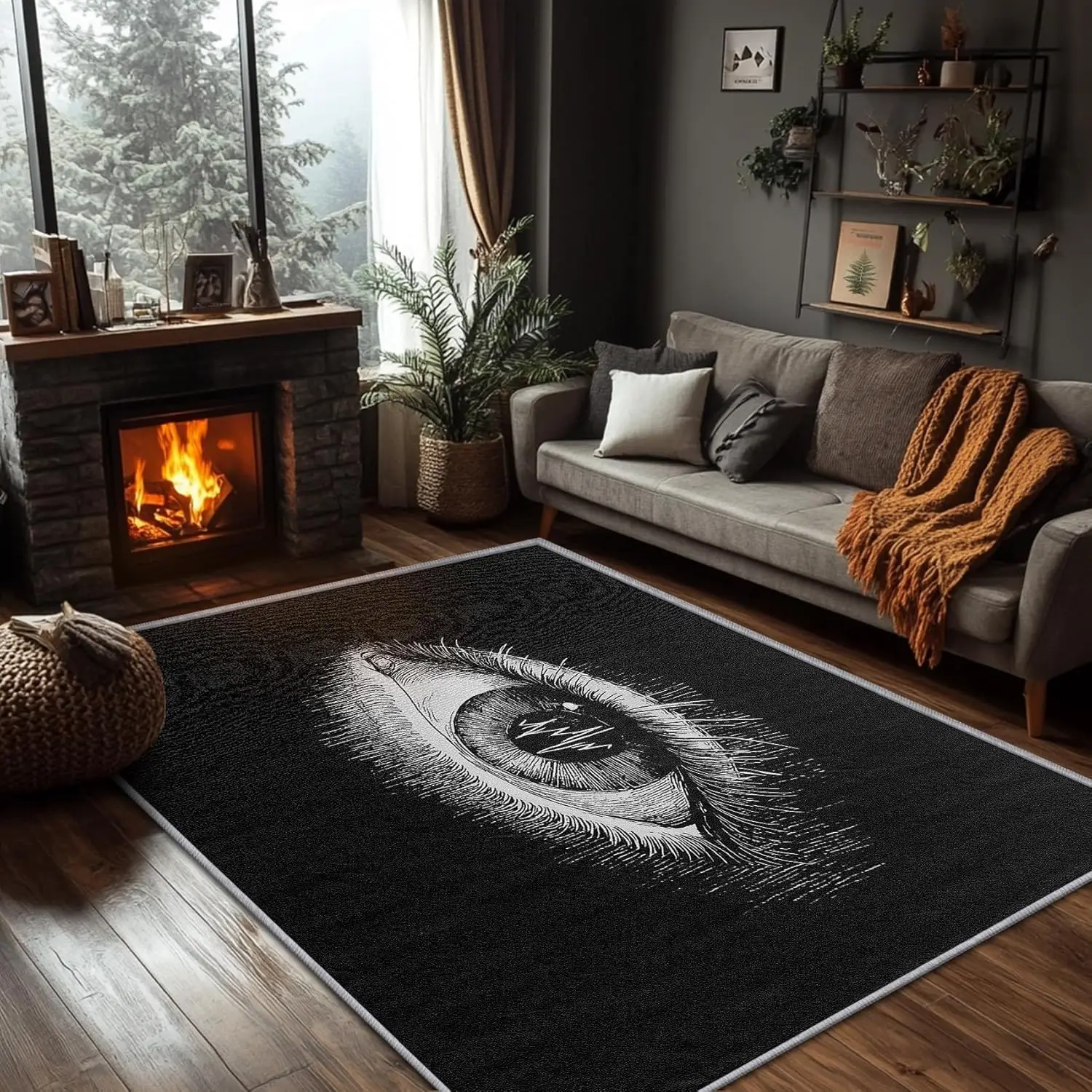Evil Eye Area Rug-Eye Rug - Abstract Evil Eye Area Rug  Mystical Gothic Rugs Black and White Carpet  Eye Home Decor
