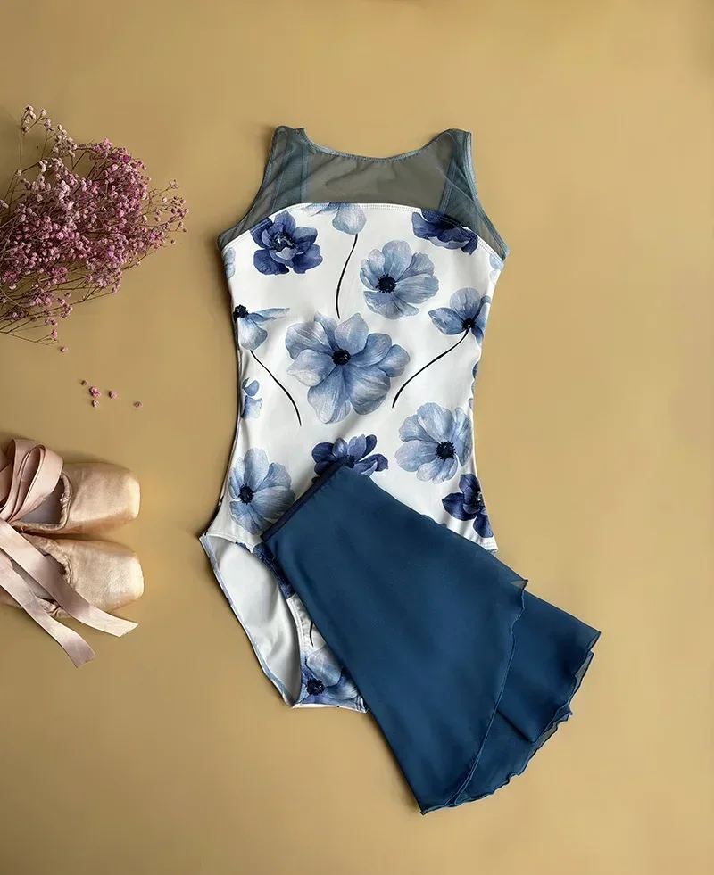 

Ballet Jumpsuit Women New Style Elegant Printing Dance Leotard Adult Sleeveless Ballet Dance Practice Suit New Yoga Clothes