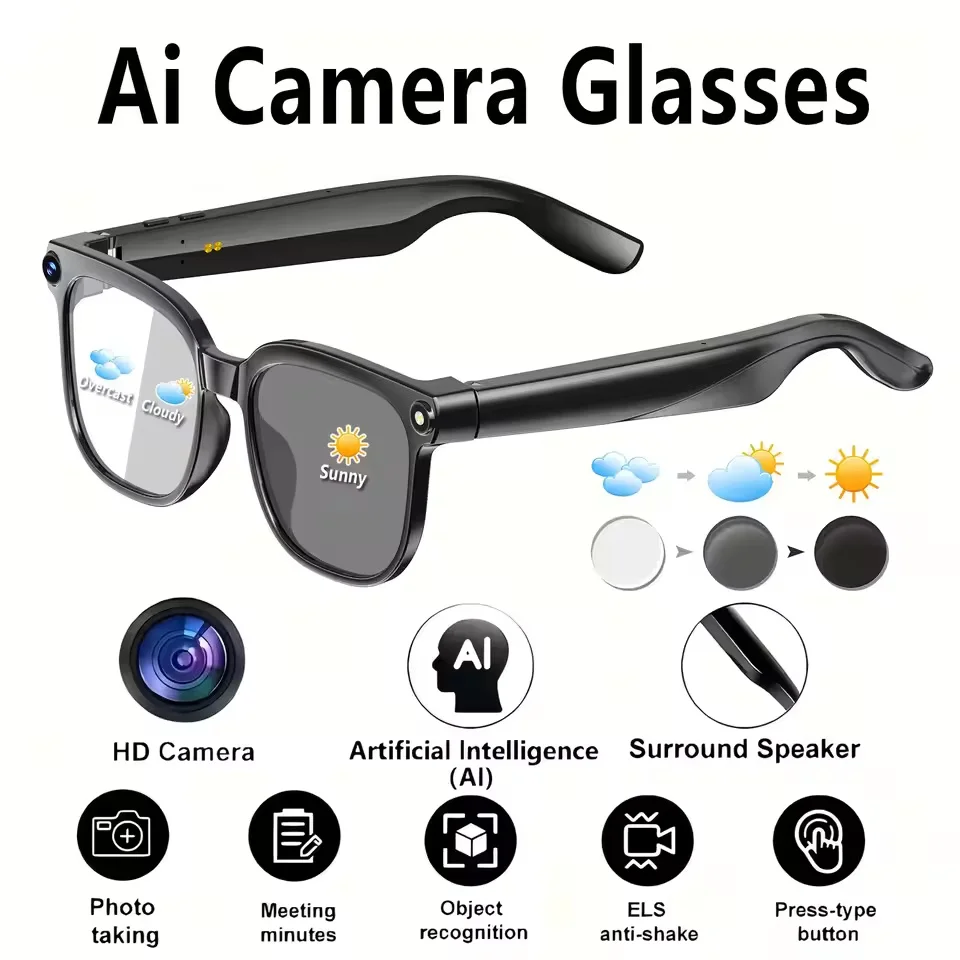 New 8-megapixel HD camera glasses with 1080p HD video recording and photo capture featuring image stabilization