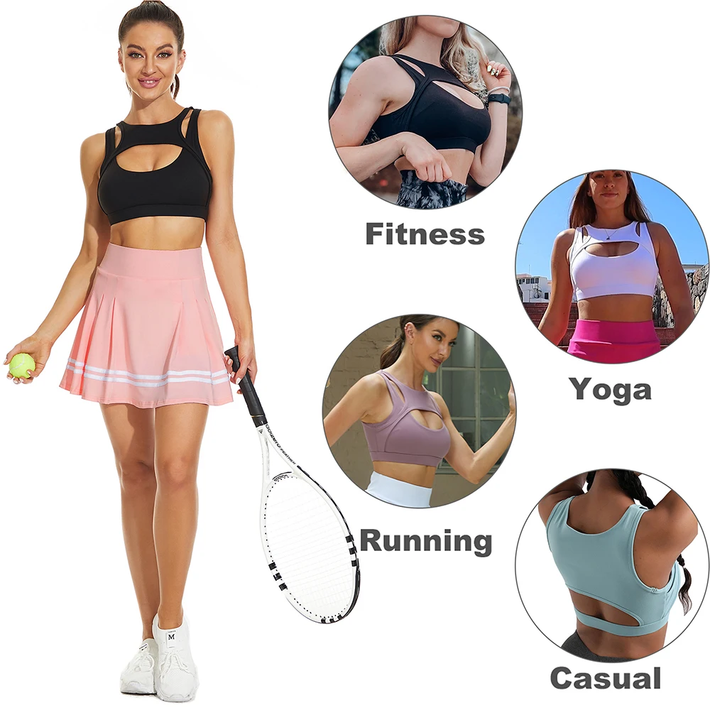 Push up Sports Bra for Women Sexy Hollow Crop Tops with Removable Cups Workout Fitness Yoga Bra Medium Support