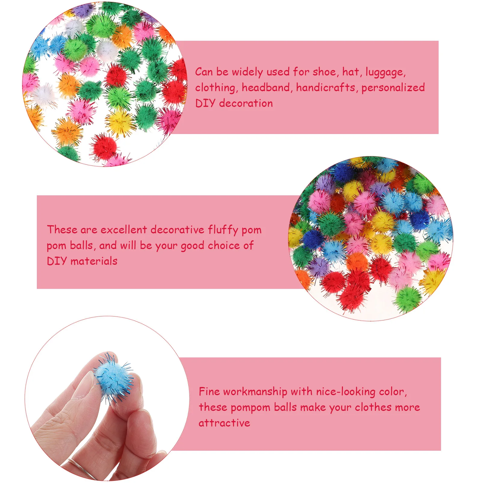 

1000pcs Glitter Pom Poms Craft Diy Decorations For Shoes Hats Clothing Handicrafts Christmas Colorful Tiny Small Pom Poms Bulk
