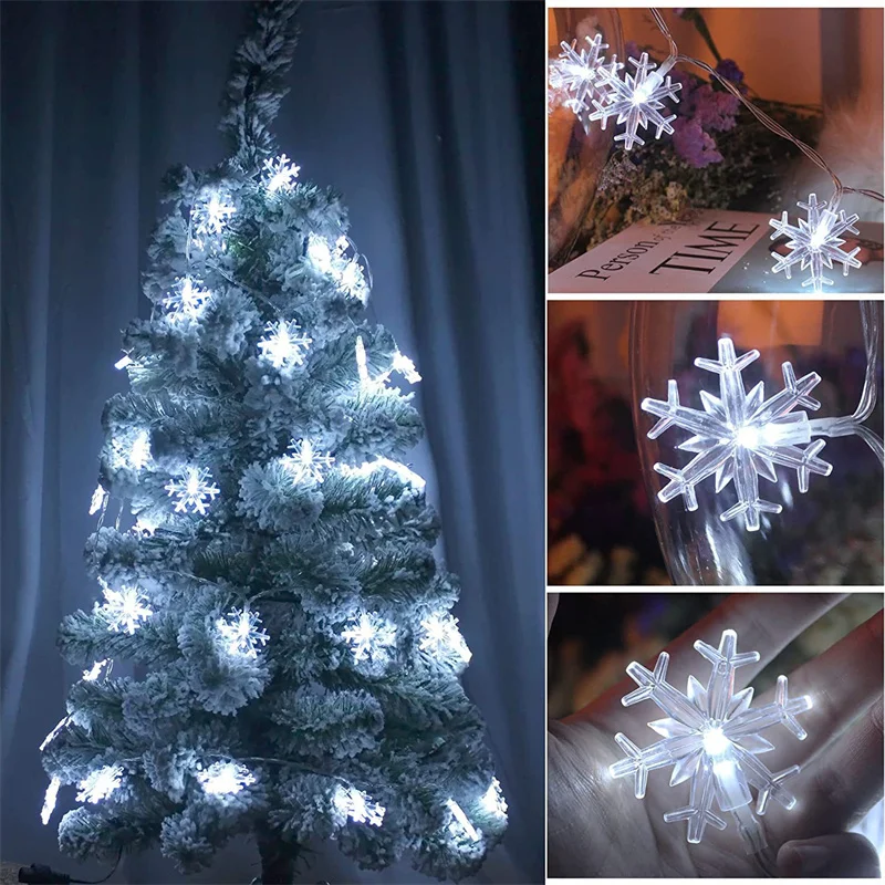 عيد الميلاد الديكور ضوء بطارية تعمل بالطاقة جارلاند سلسلة ضوء ندفة الثلج شجرة عيد الميلاد LED الجنية ضوء السنة الجديدة هدية عيد الميلاد