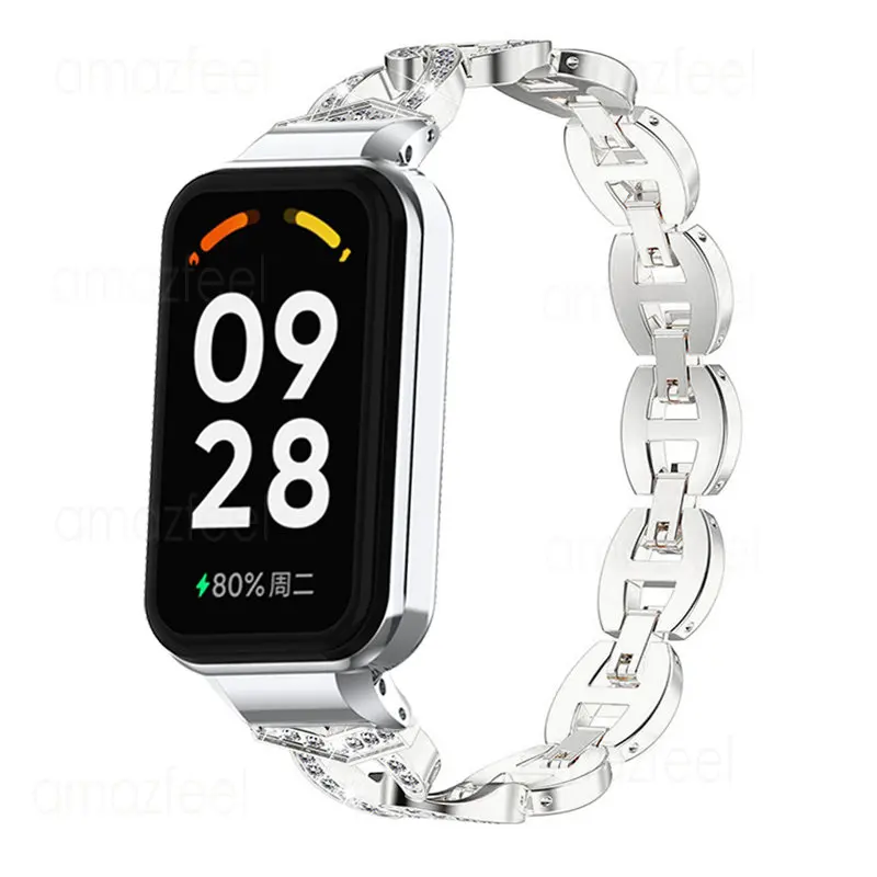 Pulseira e Capa de Metal Diamante para Xiaomi Smart Band, Strap Case, Protector Correa, Redmi Band 2 Pro