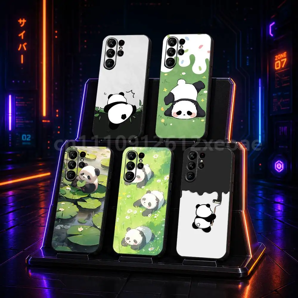 Cute Pande Black TPU Shockproof Case For Samsung Galaxy S21 S23 S25 S20 S22 S24 S26 S30 Plus Ultra