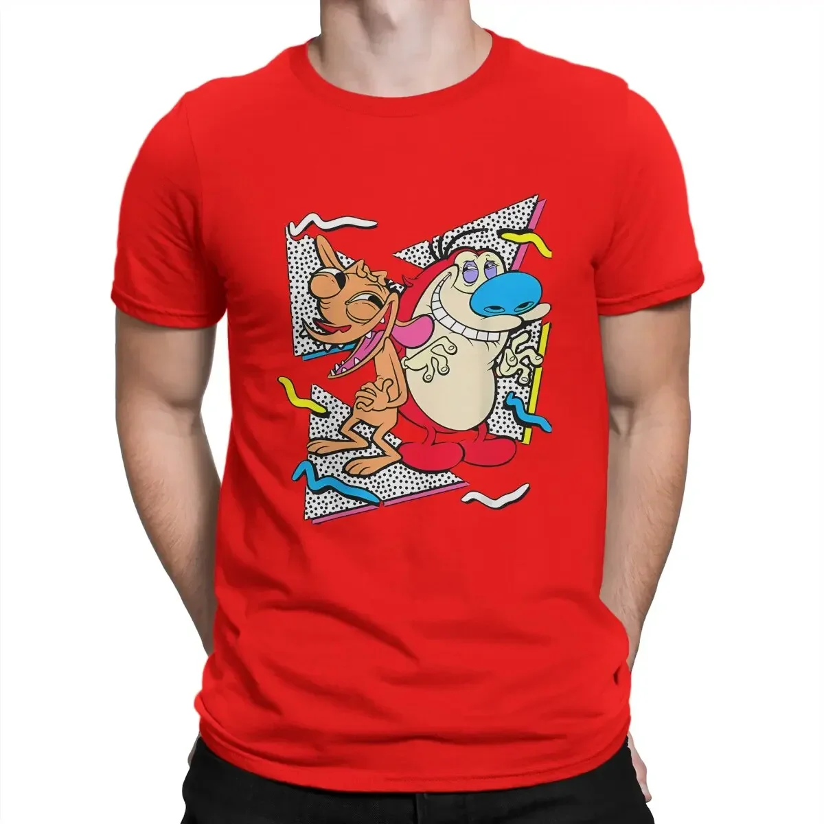 Funny Ren And Stimpy T-Shirts Men Round Neck Pure Cotton Stimpy Show Cartoon Short Sleeve Ren Tee graphic harajuku oversized tee image 6