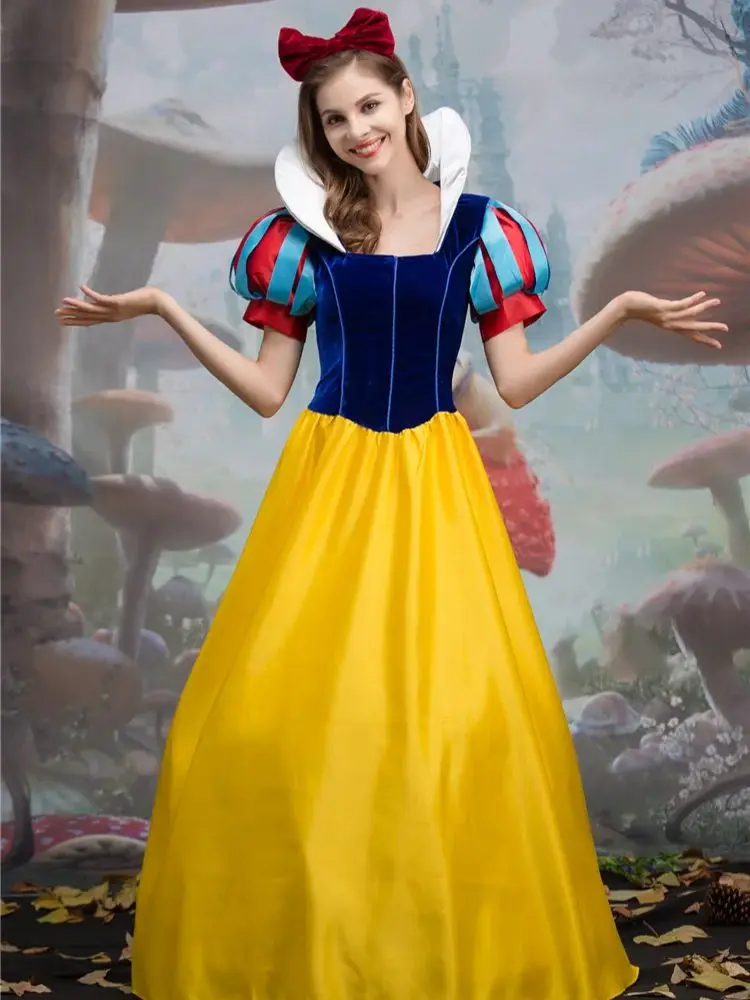 Robe de Cosplay pour adultes, robe de princesse blanche-neige pour filles, Costume de fête d'halloween pour femmes adultes, dessin animé