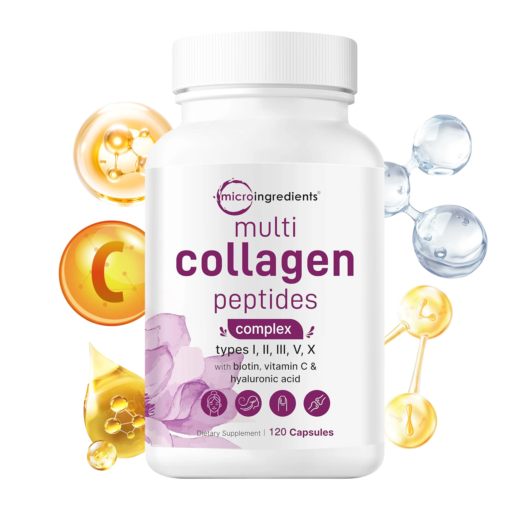 

Мультиколлагеновая добавка — капсулы для ухода за кожей, укрепляющая кожа, способствующая росту волос и ногтей, антиоксидант