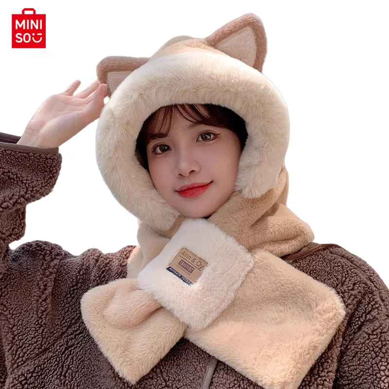 New hat scarf integrated warm hat autumn and winter hat outdoor fashion simple personality trend windproof and cold proof hat