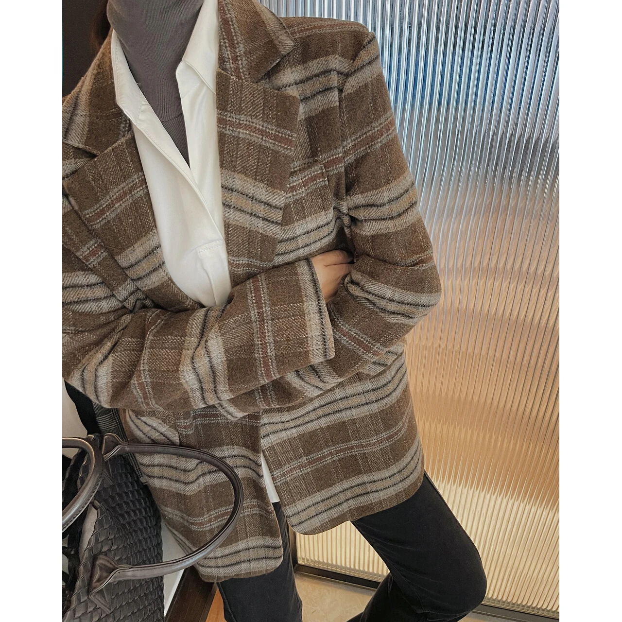 2022 Woman New Oem Woolen Plaid Blazers Suits Coats Jackets Tailoring Fashion Chic Elegant Collection Stylish Clothes Parkas