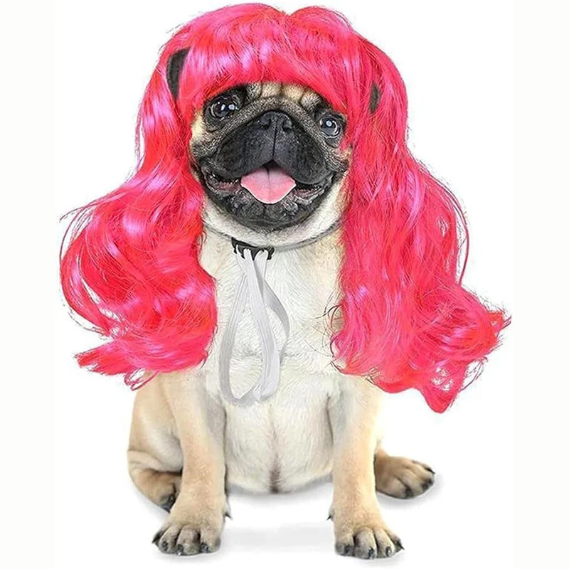 Halloowen Pet Wigs Cosplay Props Dog Cat Cross-Dressing Hair Set Hat Costumes Head Accessories Christmas Prank Costumes DIY