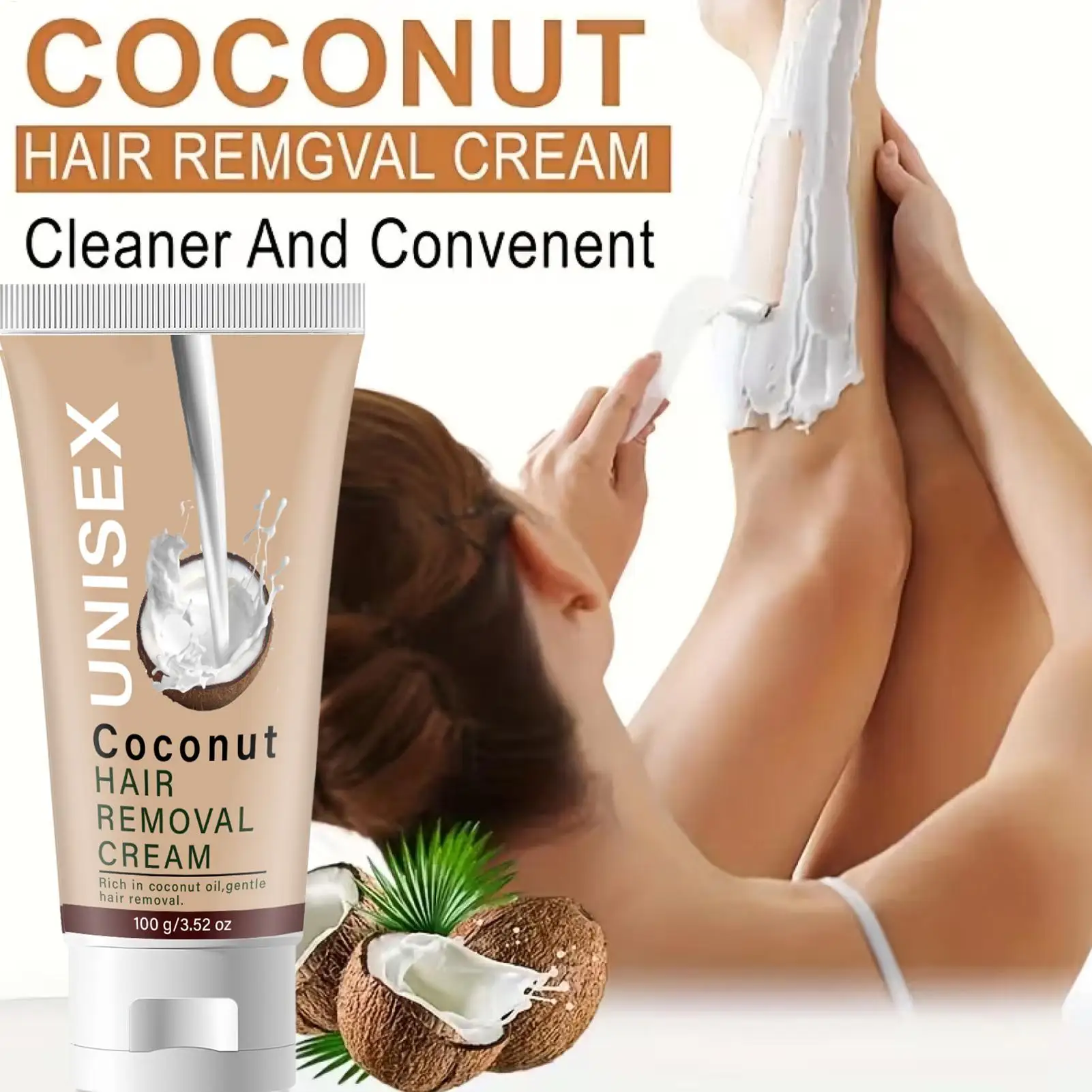 

Coconut Hair Removal Cream 100g coconut oil hair removal balm Moisturizing gentle and non-irritating for armpits lips arms legs