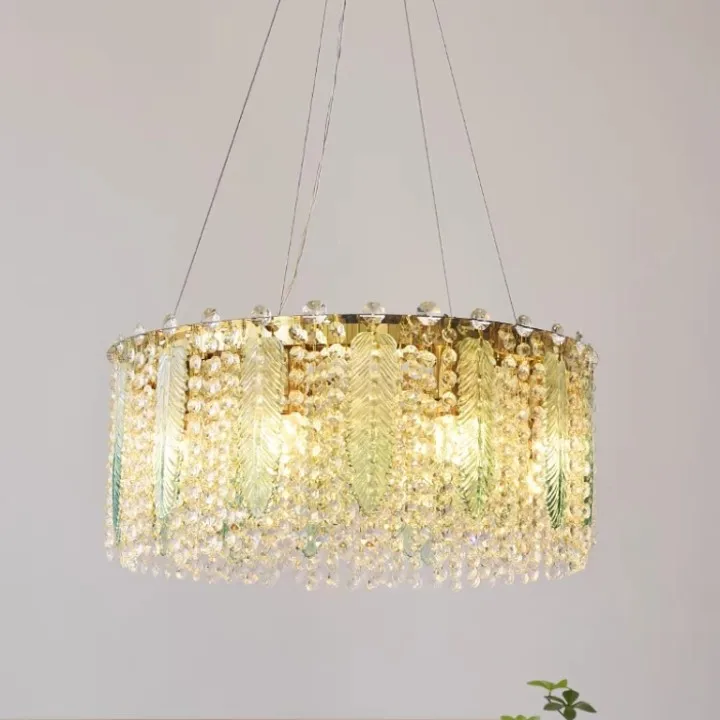 

Crystal chandelier, living room creative feather, French light luxury modern, simple, dining room bedroom chandelier