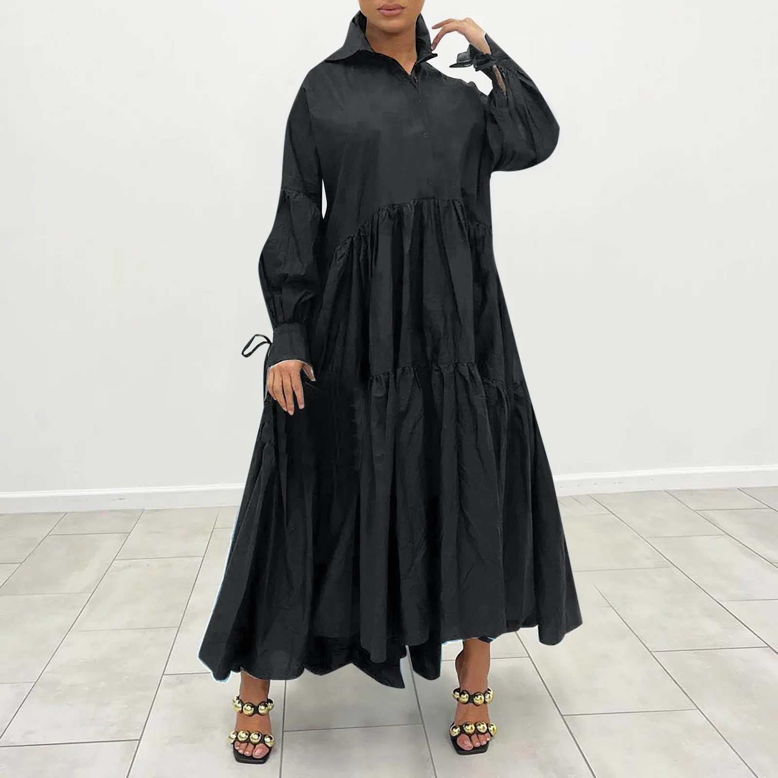 

New Plus Size Shirt Dresses For Women Clothing Casual Loose Big Swing Maxi Dress Fashion Streetwear Elegant Women Party Dress