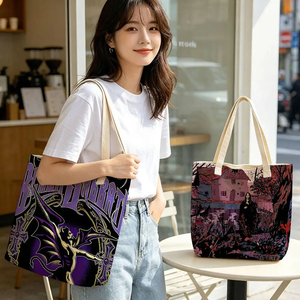 Black Sabbath Heavy Metal Band Lightweight Foldable Tote Bag Strap, Reusable Shopping Bag, Perfect Gift for Daily
