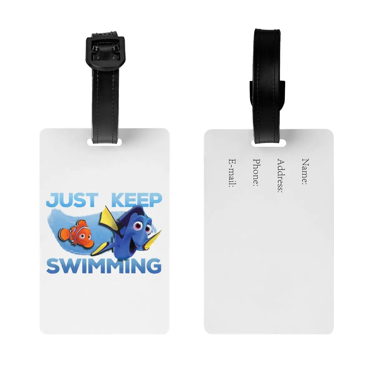 Finding Nemo Dory Just Swimming Bagage Tag avec carte de visite, couverture de confidentialité, étiquette d'identification pour sac de voyage, valise