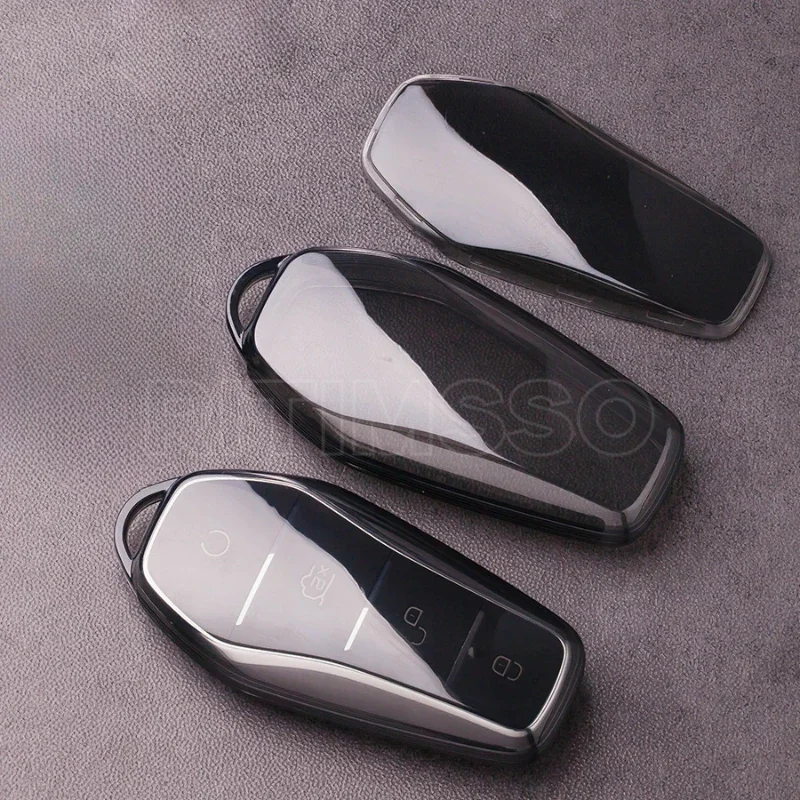 New Soft Tpu Car Key Case for BYD Atto 3 Han EV Dolphin 4 Buttons Remote Control Protect Cover Auto Keyain Car Accessories